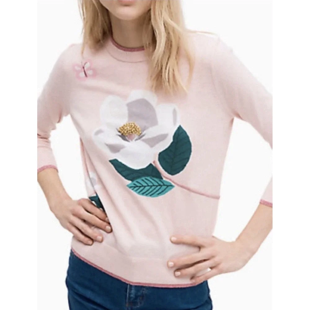 NWT Kate Spade New York Sweater Womens Size XL Pink Cashmere Blend